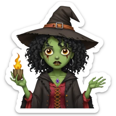 black curly hair, dark skin Zombie Witches sticker
