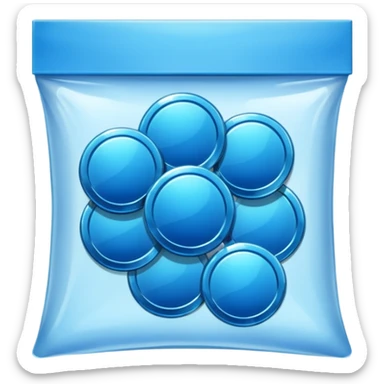 blue coins credit in a package sticker