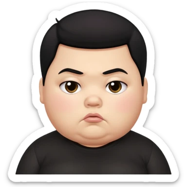 a fat pretty bratz boy with black hair looking sad sticker