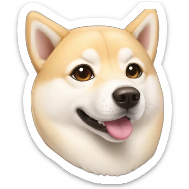 Cream Shiba Inu with silver heart name tag and blonde eyelashes sticker