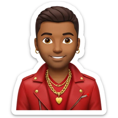 Ginuewine with dark brown hair, chest with necklace, red jacket sticker