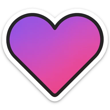 gradient heart icon blending purple and pink, modern icon style, clean lines, no text sticker