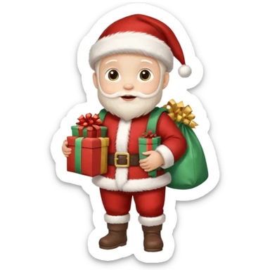 baby Santa Claus is carrying a bag of presents  sticker