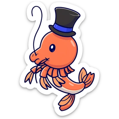shrimp wearing a top hat sticker