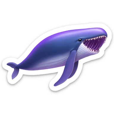 Blue whale purple, open mouth sticker