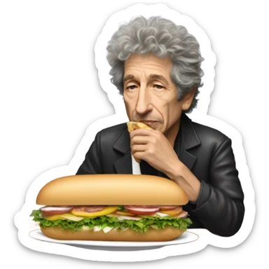 Bob Dylan eating a sub sticker