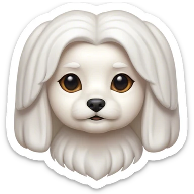 Cinematic Noble Maltese Portrait Emoji, Poised and regal, with a delicate, compact build and a pristine, silky white coat, deep-set soulful dark eyes, Simplified yet sharp and sophisticated features, highly detailed, glowing with a soft, dignified glow, high shine, intelligent and gentle, stylized with an air of refinement, focused and attentive, soft glowing outline, capturing the essence of a watchful and graceful companion, so majestic it feels as though it could prance out of the screen with effortless authority! sticker