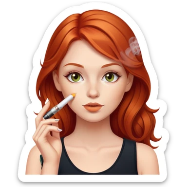 redhead girl with electronic cigarette sticker