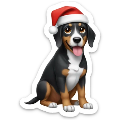 dog wearing a christmas hat sticker