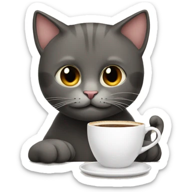 Cat drinking coffee sticker