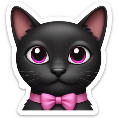 black cat with a pink bow sticker