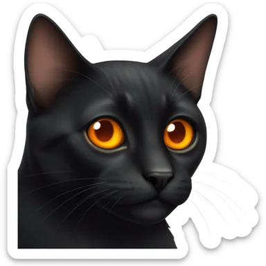 Black cat orange eyes sticker