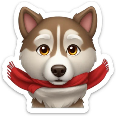 Brown husky with red scarf sticker