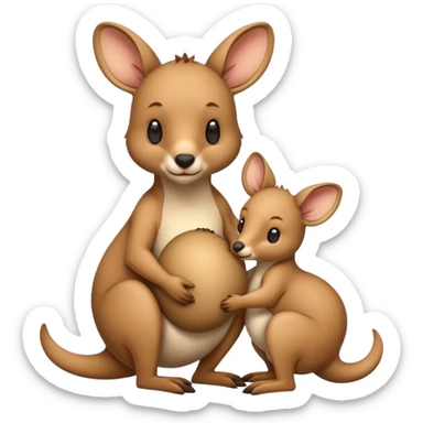 A kangaroo which has its baby kangaroo in its pouch(marsupium) sticker