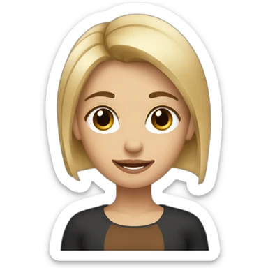 Mujer rubia pelo corto con perro pequeño negro y marron en brazos sticker