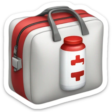 medical bag with red liquid sticker
