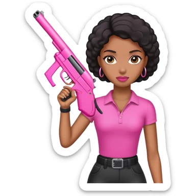 Pink gun black female sticker