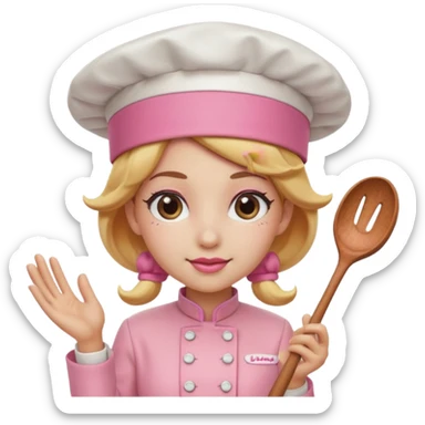 Pink chef hat princess peach with a hand sticker