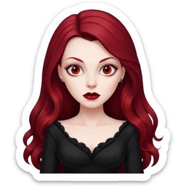 Vampira with long dark red hair sticker