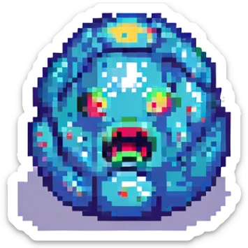 terrified blob running away, pixel art style sticker