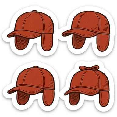 red hunting hat, simple and recognizable, various angles and styles sticker
