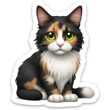 Long haired calico cat green eyes sticker