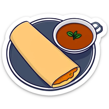masala dosa with potato filling and chutney sticker