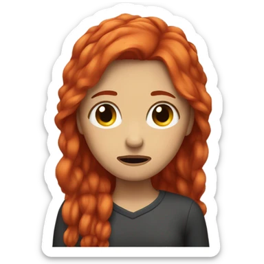 Red hair women crying  sticker