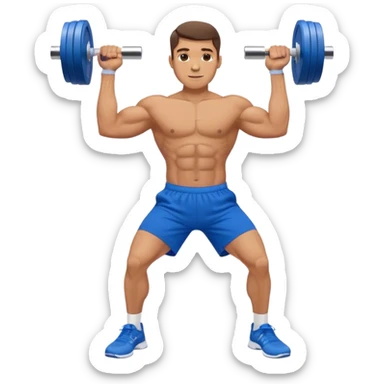 man with blue shorts doing side-lateral raise (T pose) with light dumbbells sticker