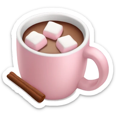 Light Pink mug of hot chocolate with marshmallows  sticker