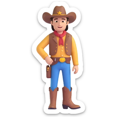 Wild West cowboy, detailed and modern, cowboy hat and boots sticker