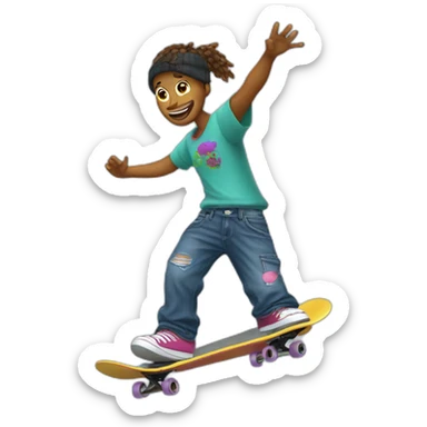 skateboarder wearing jnco jeans sticker