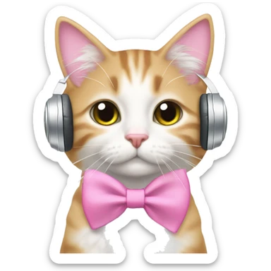 cute cat in pink bow sticker