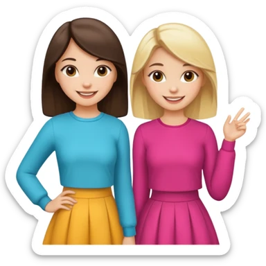 a brunette girl and a blonde girl in cute outfits smiling friends sticker