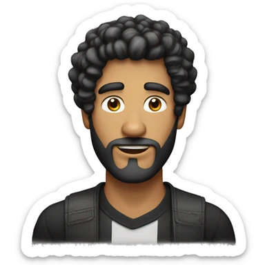 Hombre de pelo morena pelo rulos y microfono sticker