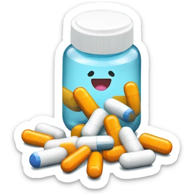pills spilling from pill bottle sticker