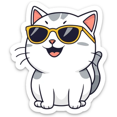 Cat with sunglasses and laughing sticker