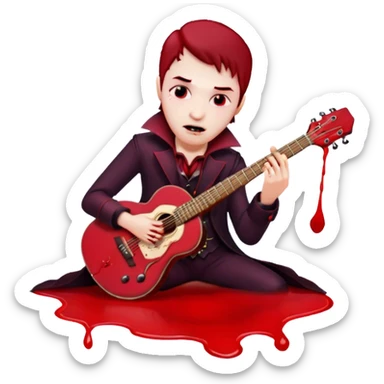 vampire with a guitar and a blood puddle sticker