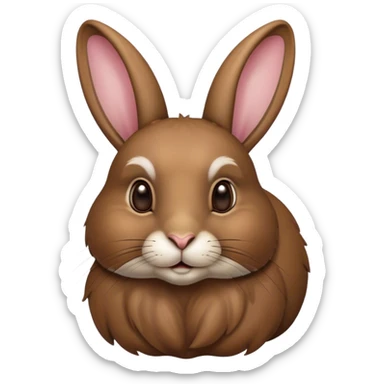 Cinematic Noble Brown Rabbit Portrait Emoji, Poised and regal, with a sturdy, compact build and a rich, velvety brown fur, long, alert ears and deep-set soulful brown eyes, Simplified yet sharp and sophisticated features, highly detailed, glowing with a warm, dignified glow, high shine, intelligent and gentle, stylized with an air of rustic elegance, focused and attentive, soft glowing outline, capturing the essence of a watchful and confident companion, so majestic it feels as though it could hop out of the screen with effortless authority! sticker