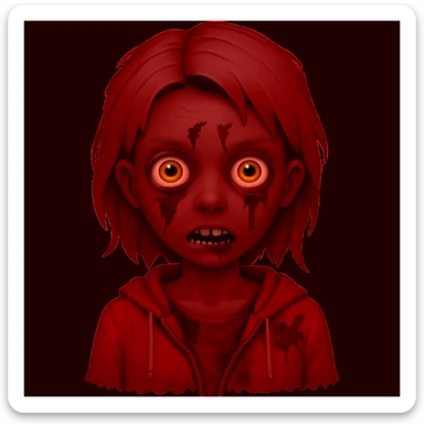 zombie girl emoji in red sticker