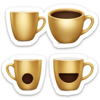 gold dual cup with brown coffee same as bottom a lttle bigger also coffee there sticker