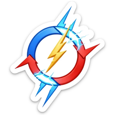 Red and blue lightening in a circle shape with effects like real one  sticker