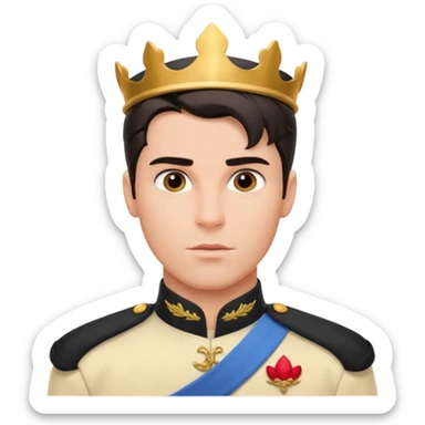 adult prince eric with serious facial expression and prince uniform sticker