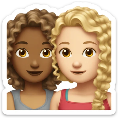 Best friends blonde girl and curly brunette girl sticker