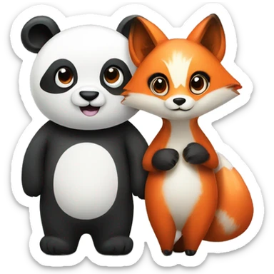 a panda and a fox couple in love sticker