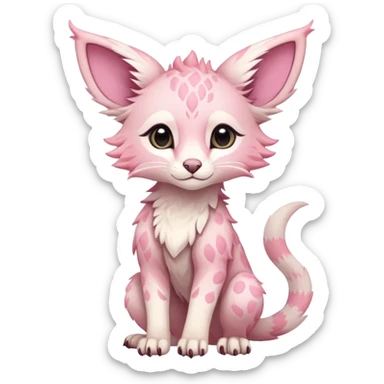 Feral Rare Fantasy cute pastel pink Vernid-Trico-species by LiLaiRa, random markings, tufted ears, full body sticker