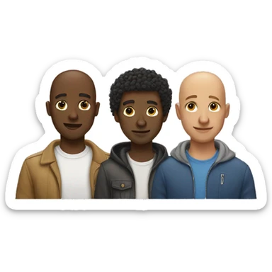 Two black guys One bald One with curly hair.  sticker