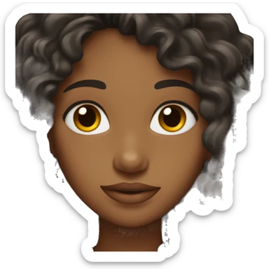 Brown girl with long curly black hair and brown eyes sticker