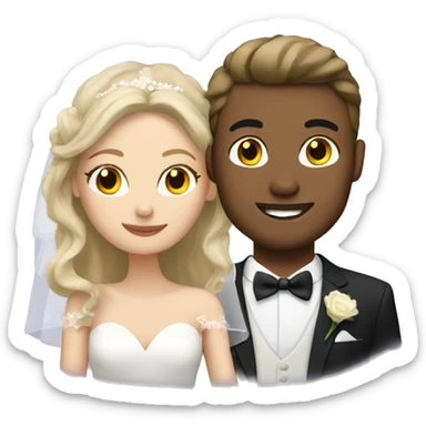 Blonde bride with brunette groom sticker