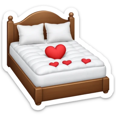 fully white bed with hearts sticker